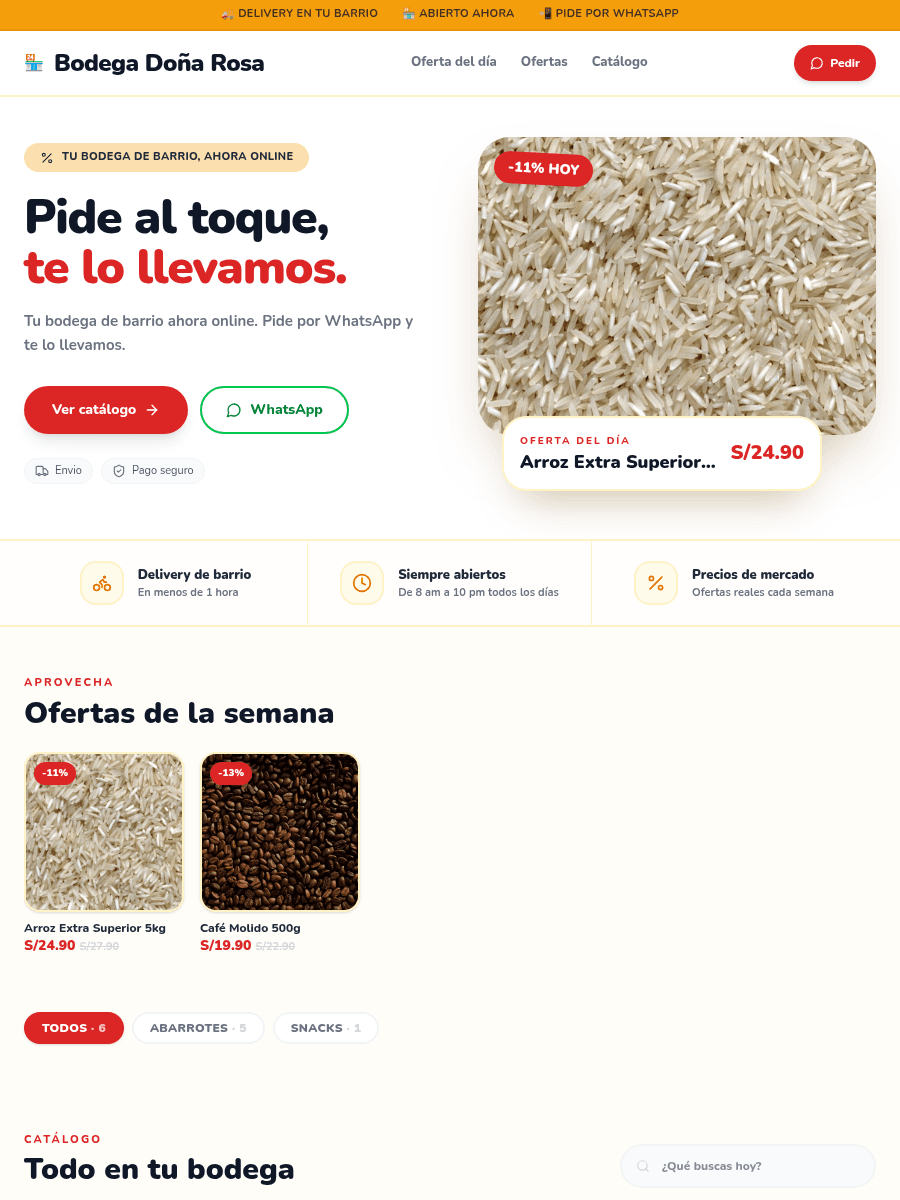 Tienda de ejemplo con la plantilla Mercadito de Kyllari