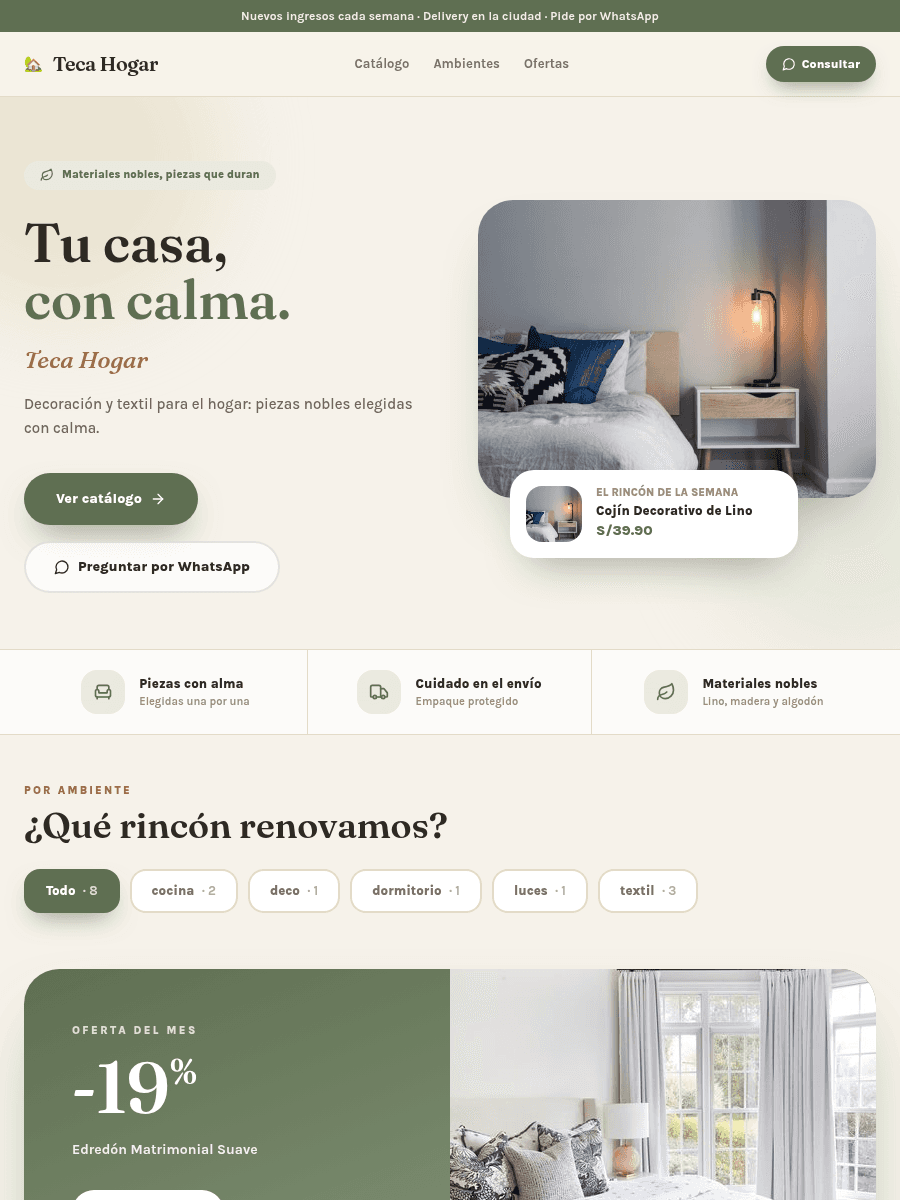 Tienda de ejemplo con la plantilla Teca de Kyllari