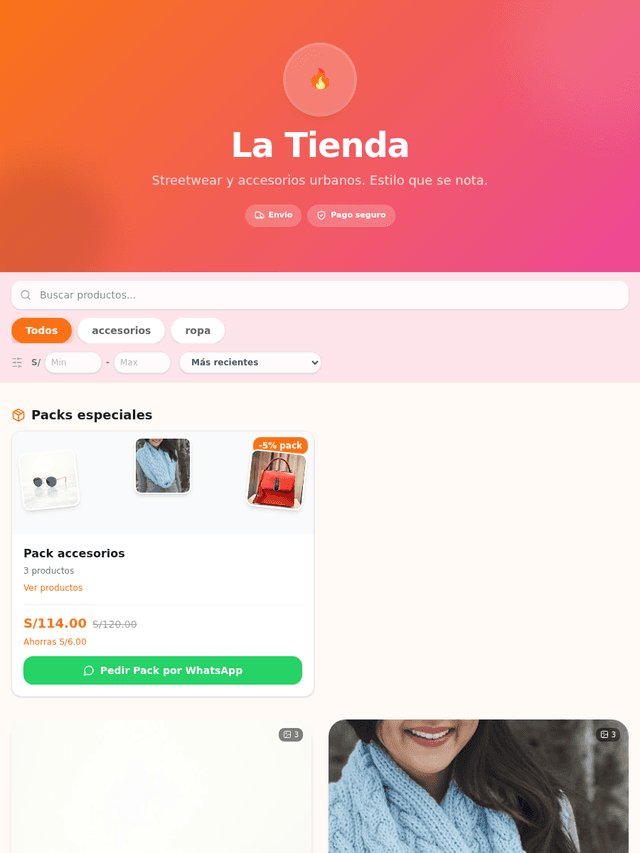 Tienda de ejemplo con la plantilla Vibrante de Kyllari