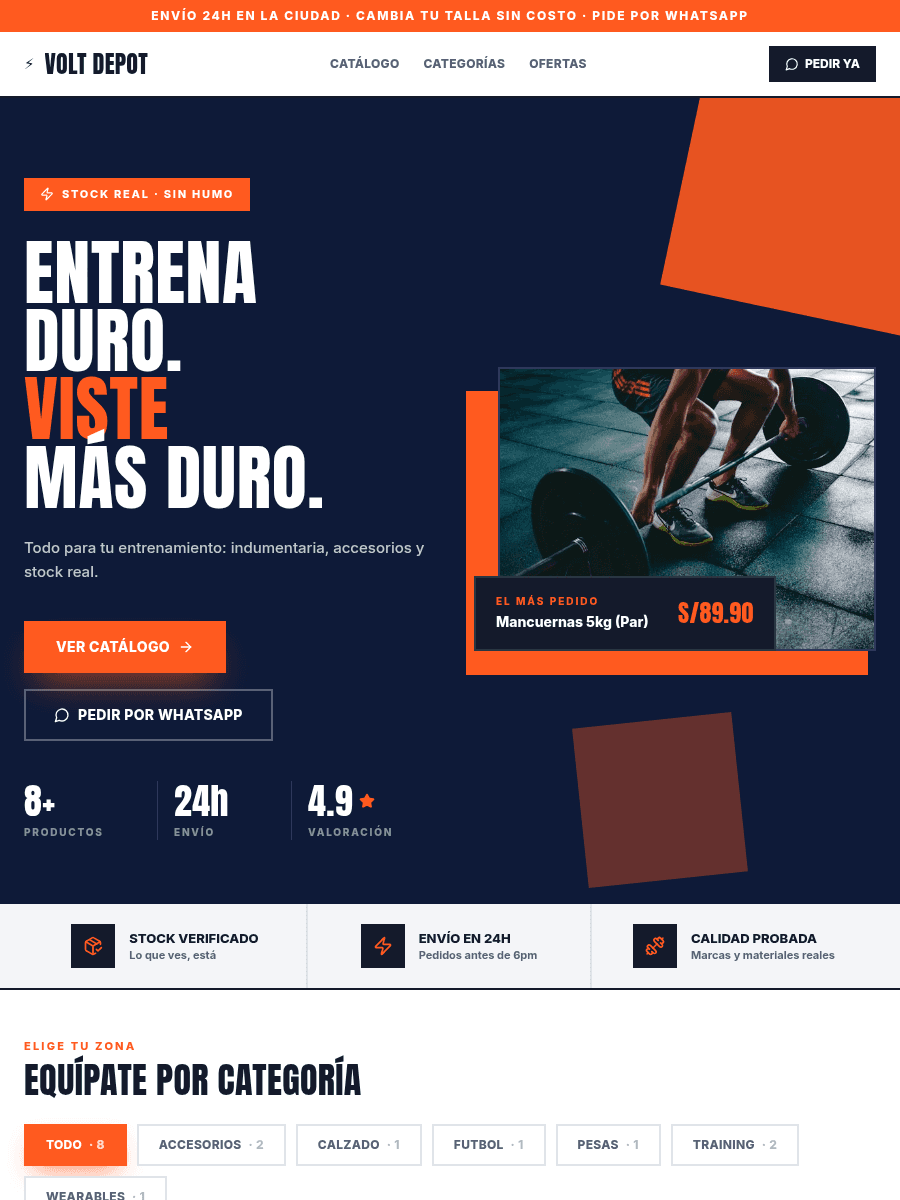 Tienda de ejemplo con la plantilla Volt de Kyllari