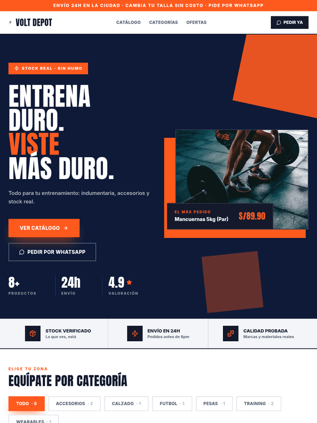 Tienda de ejemplo con la plantilla Volt de Kyllari